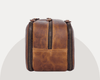 Vintage Brown Leather Dopp Kit – Dual Compartment - Aaron Leather Goods