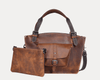 Vintage Leather Satchel Tote with Crossbody Strap - Aaron Leather Goods