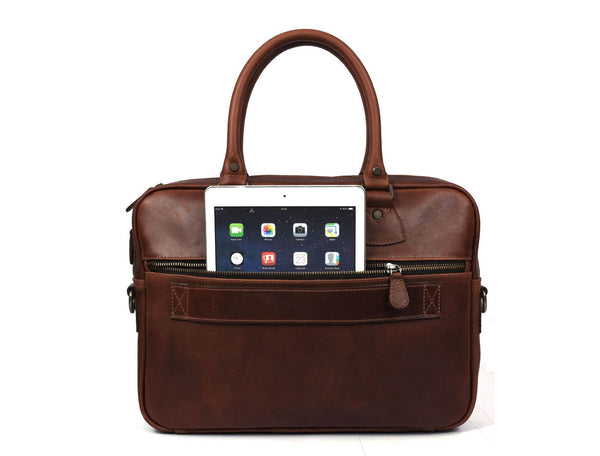 Miramas Leather Office Bag – Walnut Brown - Aaron Leather Goods