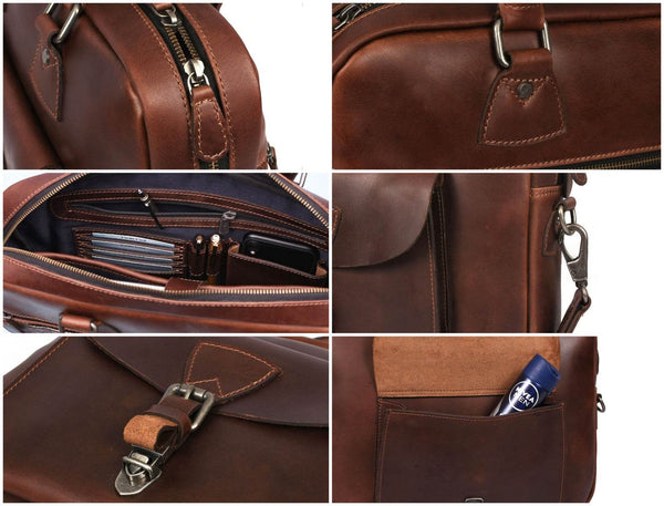 Miramas Leather Office Bag – Walnut Brown - Aaron Leather Goods