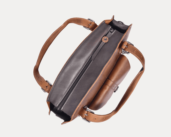 Vintage Leather Satchel Tote with Crossbody Strap - Aaron Leather Goods