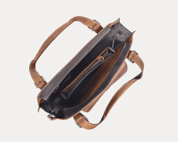 Vintage Leather Satchel Tote with Crossbody Strap - Aaron Leather Goods