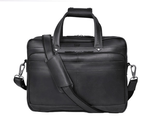 Premium Black Leather Laptop Bag – Stylish Office Briefcase