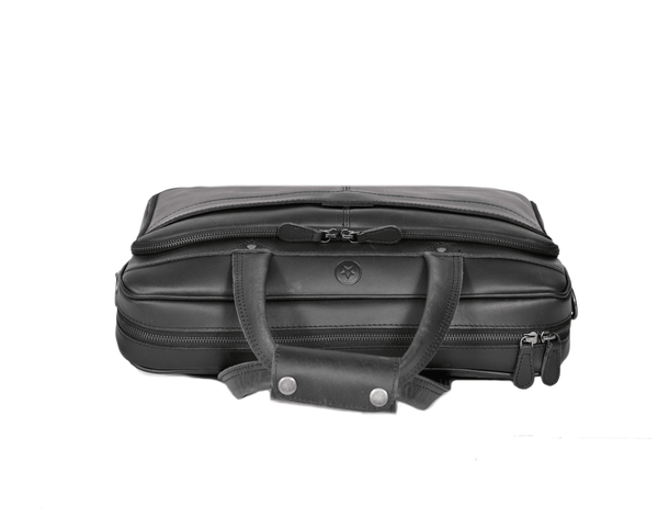 Premium Black Leather Laptop Bag – Stylish Office Briefcase