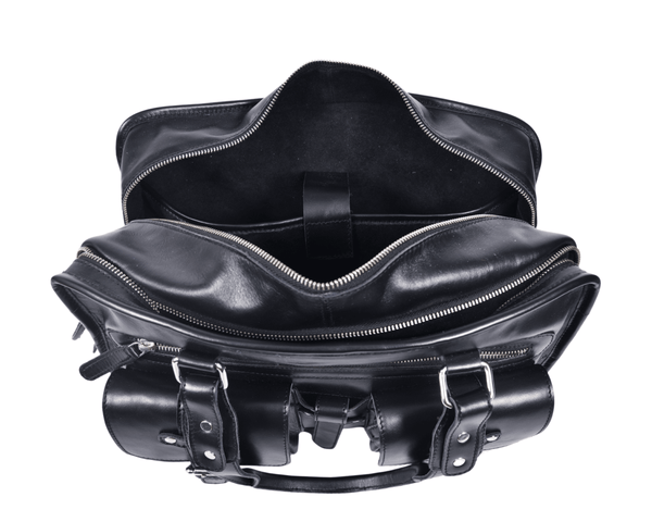 The Maverick Black – Executive Leather Laptop & Travel Messenger - Aaron Leather Goods