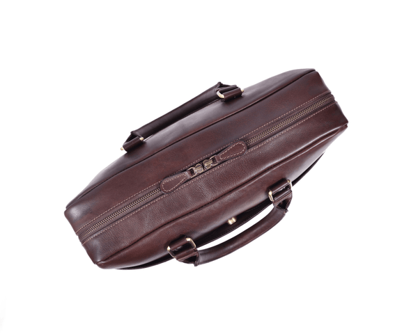 Premium Leather & Canvas Laptop Briefcase – Handmade Office Bag