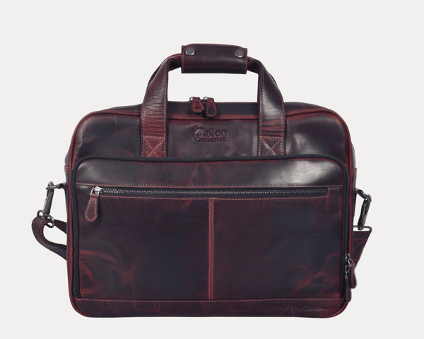 Premium Leather Laptop Briefcase – Slim Office Bag (15.6”) - Aaron Leather Goods