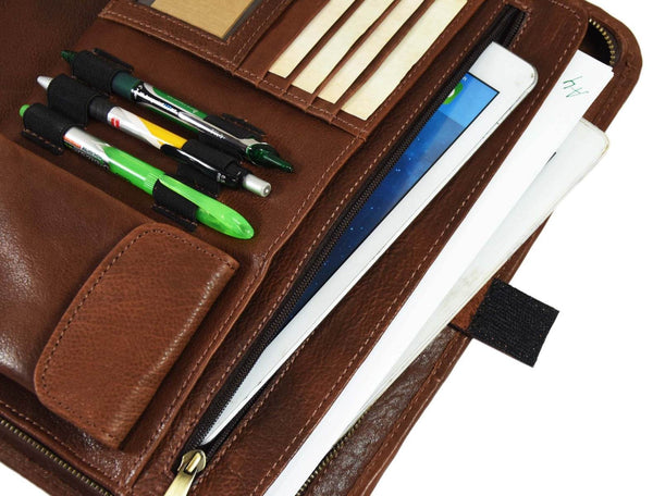 Vittoria Leather Organizer - Chestnut - Aaron Leather Goods