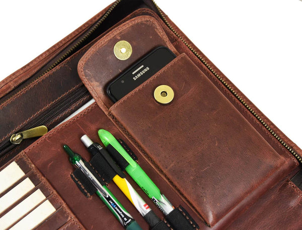 Vittoria Leather Organizer - Walnut Brown - Aaron Leather Goods