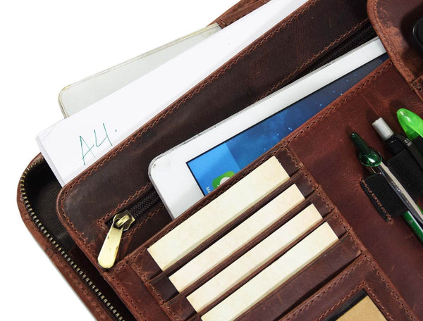 Vittoria Leather Organizer - Walnut Brown - Aaron Leather Goods