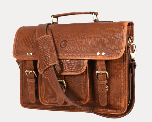 Ancona Leather Office Bag 15" - Gingerbread - Aaron Leather Goods