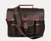 Ancona Leather Office Bag 15" - Walnut - Aaron Leather Goods