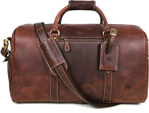 Leather Travel Duffel Bag: Versatile Father's Day Gift - Aaron Leather Goods - Aaron Leather Goods