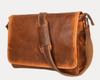 Savona Leather Messenger Bag - Caramel Brown - Aaron Leather Goods