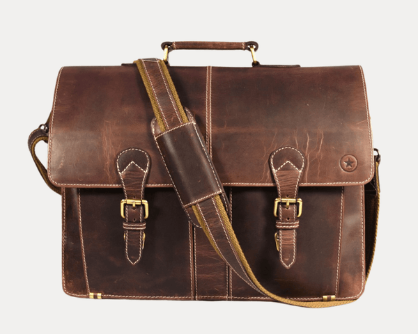 Phoenix Leather Briefcase - Walnut Brown - Aaron Leather Goods