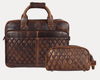 Quilted Leather Portfolio & Toiletry Bag Combo - Aaron Leather Goods