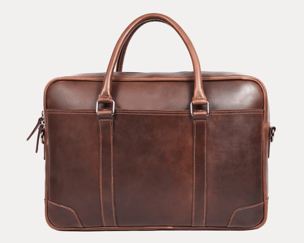 Broadway Leather Office Bag – Walnut Brown - Aaron Leather Goods