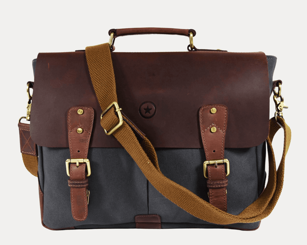 Prato Canvas Messenger Bag - Charcoal Grey - Aaron Leather Goods