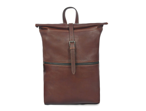 Rugged Leather Roll-Top Commuter Bag - Aaron Leather Goods