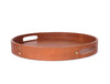 Artisan Round Leather Serving Tray - Tan - Aaron Leather Goods
