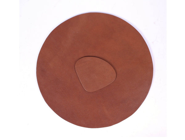 Round Leather Mat with Detachable Accent Piece - Aaron Leather Goods