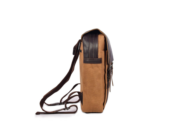 Rustic Rover Waxed Canvas Leather Backpack - Aaron Leather Goods