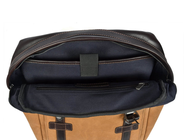 Rustic Rover Waxed Canvas Leather Backpack - Aaron Leather Goods