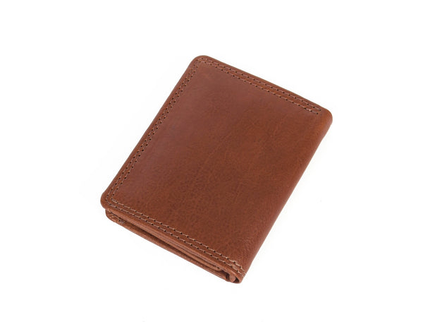 Toledo Leather Tri - fold Mens Wallet - Caramel - Aaron Leather Goods