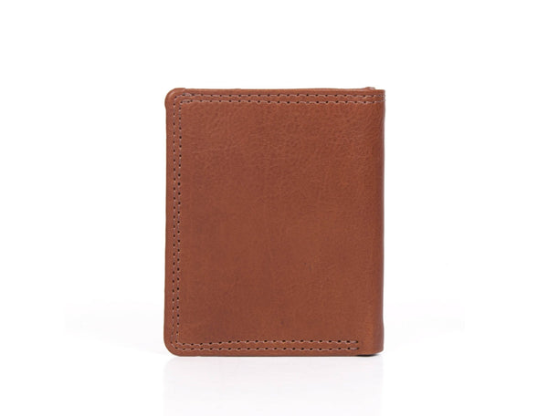Toledo Leather Tri - fold Mens Wallet - Caramel - Aaron Leather Goods