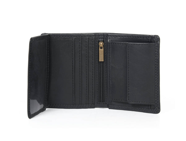 Toledo Leather Tri - fold Mens Wallet - Caramel - Aaron Leather Goods