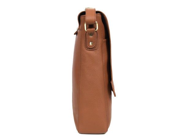 Aaron Leather Goods | Premium Full Grain Leather Messenger Bag – Tan - Aaron Leather Goods