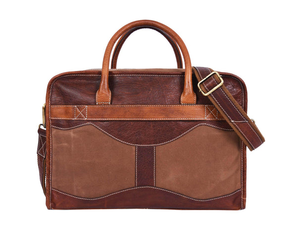 Aaron Leather Goods Premium Leather and Canvas Office Bag - Aaron Leather Goods