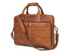 Aaron Leather Goods - Vintage Tan Leather Office Bag - Aaron Leather Goods