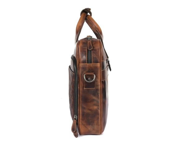 Quilted Leather Portfolio & Toiletry Bag Combo - Aaron Leather Goods