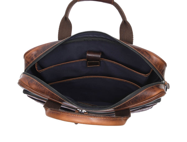 Classic Leather Laptop Briefcase by Aaron Leather Goods - Aaron Leather Goods