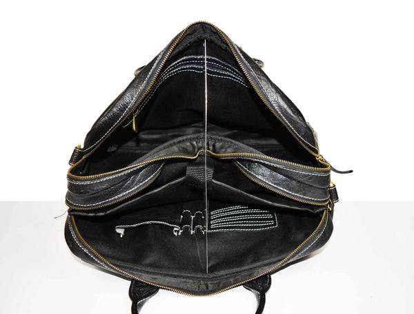Black Leather Office Bag for Men – 16 Inch Laptop Bag - Aaron Leather Goods