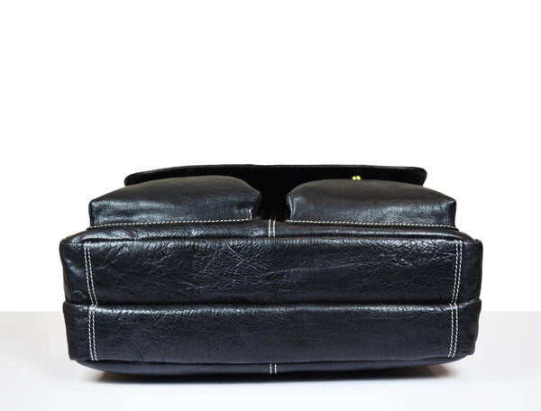Black Leather Office Bag for Men – 16 Inch Laptop Bag - Aaron Leather Goods