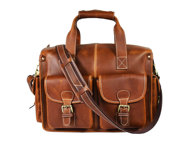 Aaron Leather Goods – Premium Leather Briefcase Bag - Aaron Leather Goods