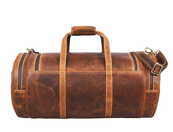 Leather Weekender Bag - light brown - Aaron Leather Goods