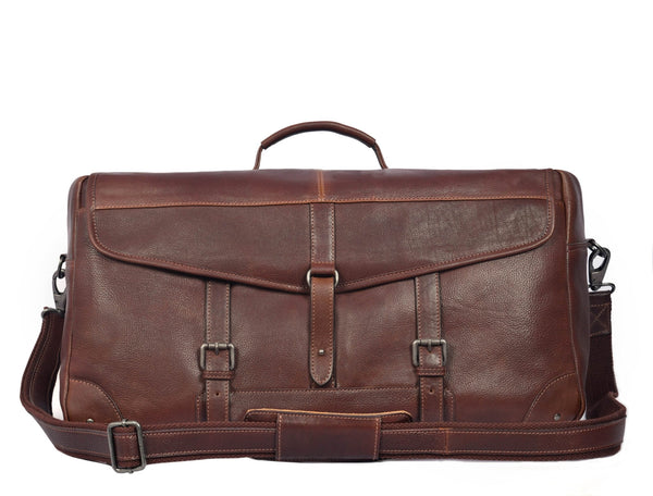 Leather Travel Duffle Bag - Walnut - Aaron Leather Goods