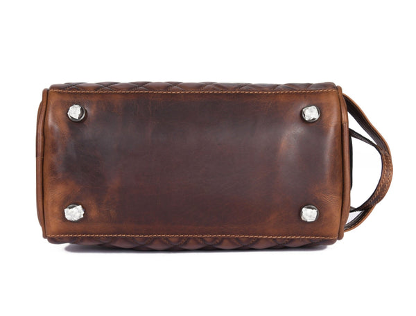 Quilted Leather Portfolio & Toiletry Bag Combo - Aaron Leather Goods