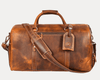 Arezzo Leather Overnight Bag - Caramel Brown - Aaron Leather Goods