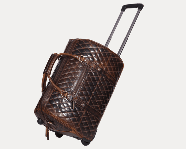Ascend Quilted Leather Trolley Bag - Brown - Aaron Leather Goods