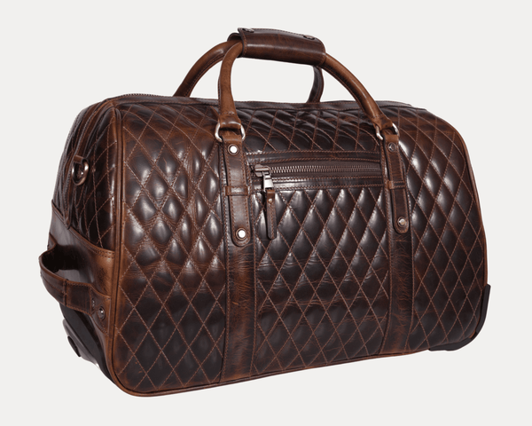 Ascend Quilted Leather Trolley Bag - Brown - Aaron Leather Goods