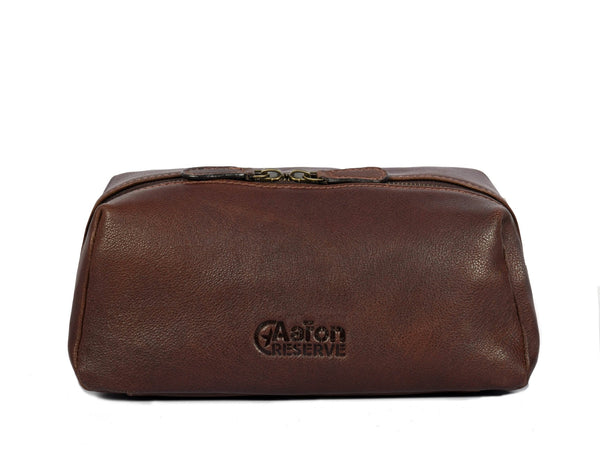 Leather Wash Bag for men and women - Aaron Leather Goods