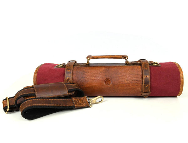 Marchena Canvas Knife Roll - Raspberry - Aaron Leather Goods