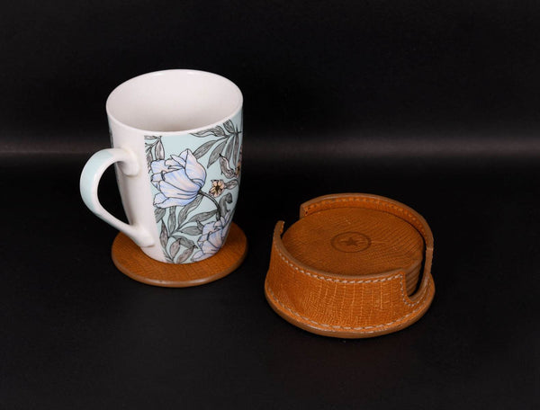 Cannes Leather Coaster - Tawny Brown - Aaron Leather Goods