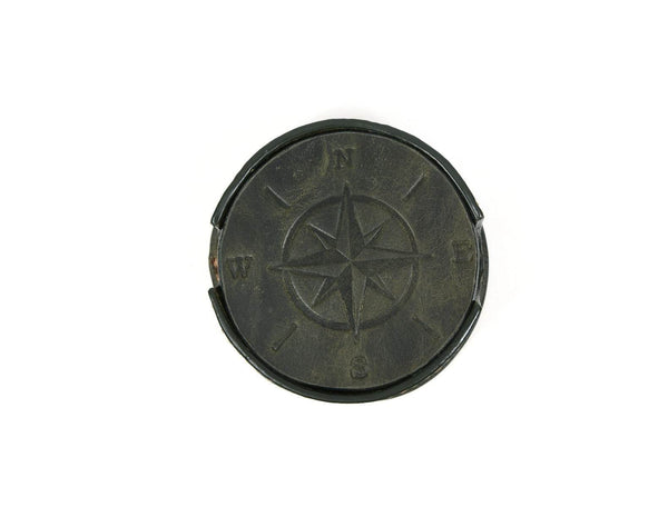 Ronda Leather Coaster - Pine Green - Aaron Leather Goods
