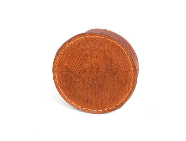 Cannes Leather Coaster - Pecan Brown - Aaron Leather Goods