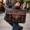Ancona Leather Office Bag 15" - Walnut - Aaron Leather Goods